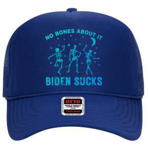 Funny Anti Biden Halloween Biden Sucks Dancing Skeletons Meaningful Gift High Crown Mesh Back Trucker Hat