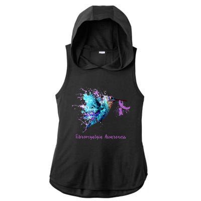 Fibromyalgia Awareness Bird Cancer Nurse Ladies PosiCharge Tri-Blend Wicking Draft Hoodie Tank