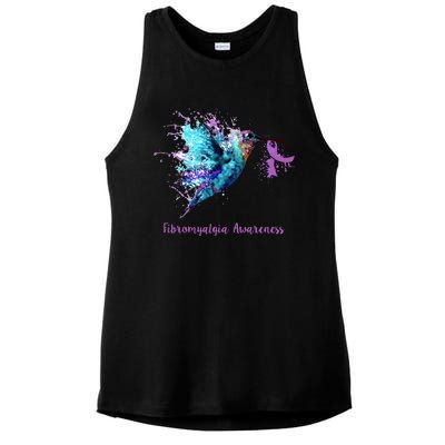 Fibromyalgia Awareness Bird Cancer Nurse Ladies PosiCharge Tri-Blend Wicking Tank