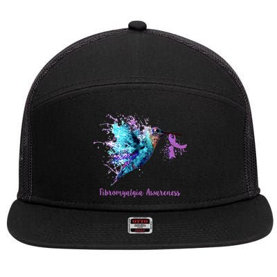 Fibromyalgia Awareness Bird Cancer Nurse 7 Panel Mesh Trucker Snapback Hat