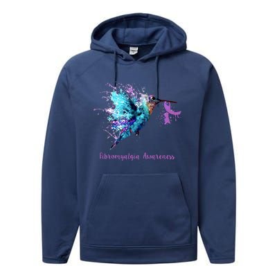 Fibromyalgia Awareness Bird Cancer Nurse Performance Fleece Hoodie