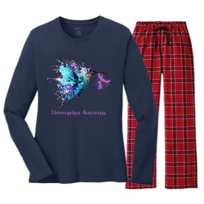 Fibromyalgia Awareness Bird Cancer Nurse Women's Long Sleeve Flannel Pajama Set 