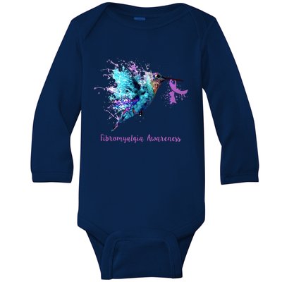 Fibromyalgia Awareness Bird Cancer Nurse Baby Long Sleeve Bodysuit