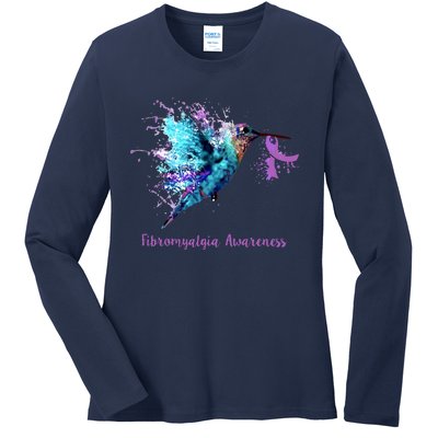 Fibromyalgia Awareness Bird Cancer Nurse Ladies Long Sleeve Shirt