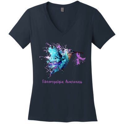 Fibromyalgia Awareness Bird Cancer Nurse Women's V-Neck T-Shirt