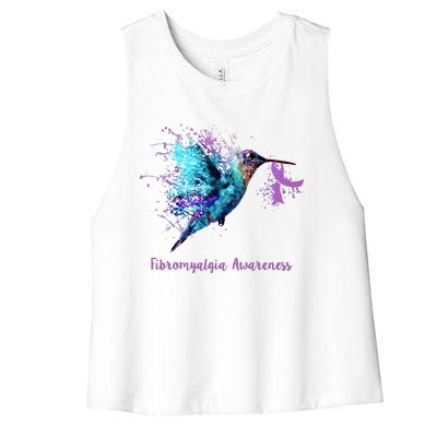 Fibromyalgia Awareness Bird Cancer Nurse Women's Racerback Cropped Tank