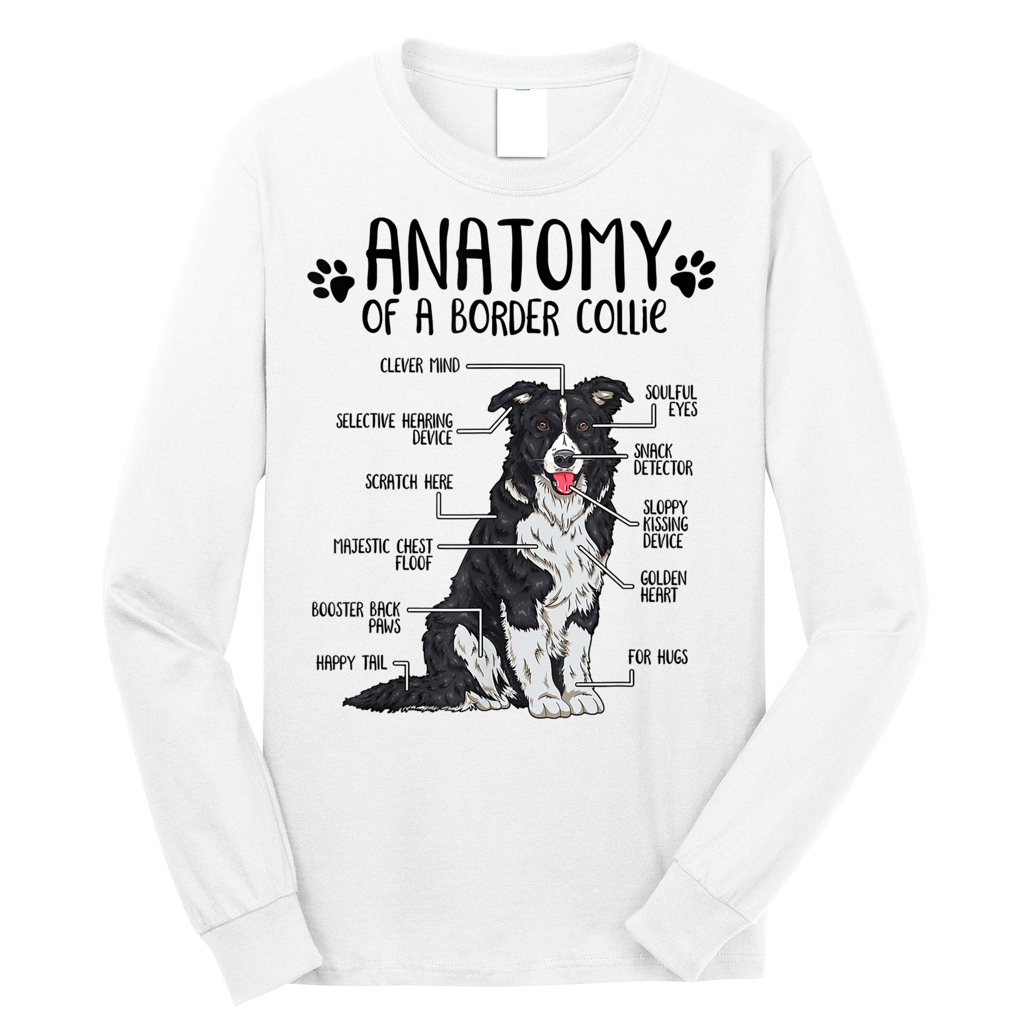 Funny Anatomy Border Collie Dog Lover Gift Long Sleeve Shirt