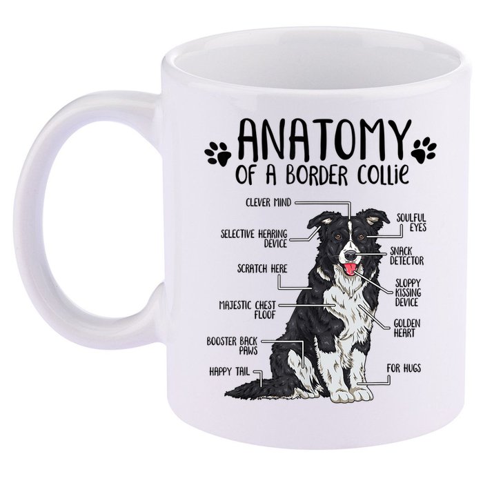 Funny Anatomy Border Collie Dog Lover Gift 11oz C Handle Ceramic Mug