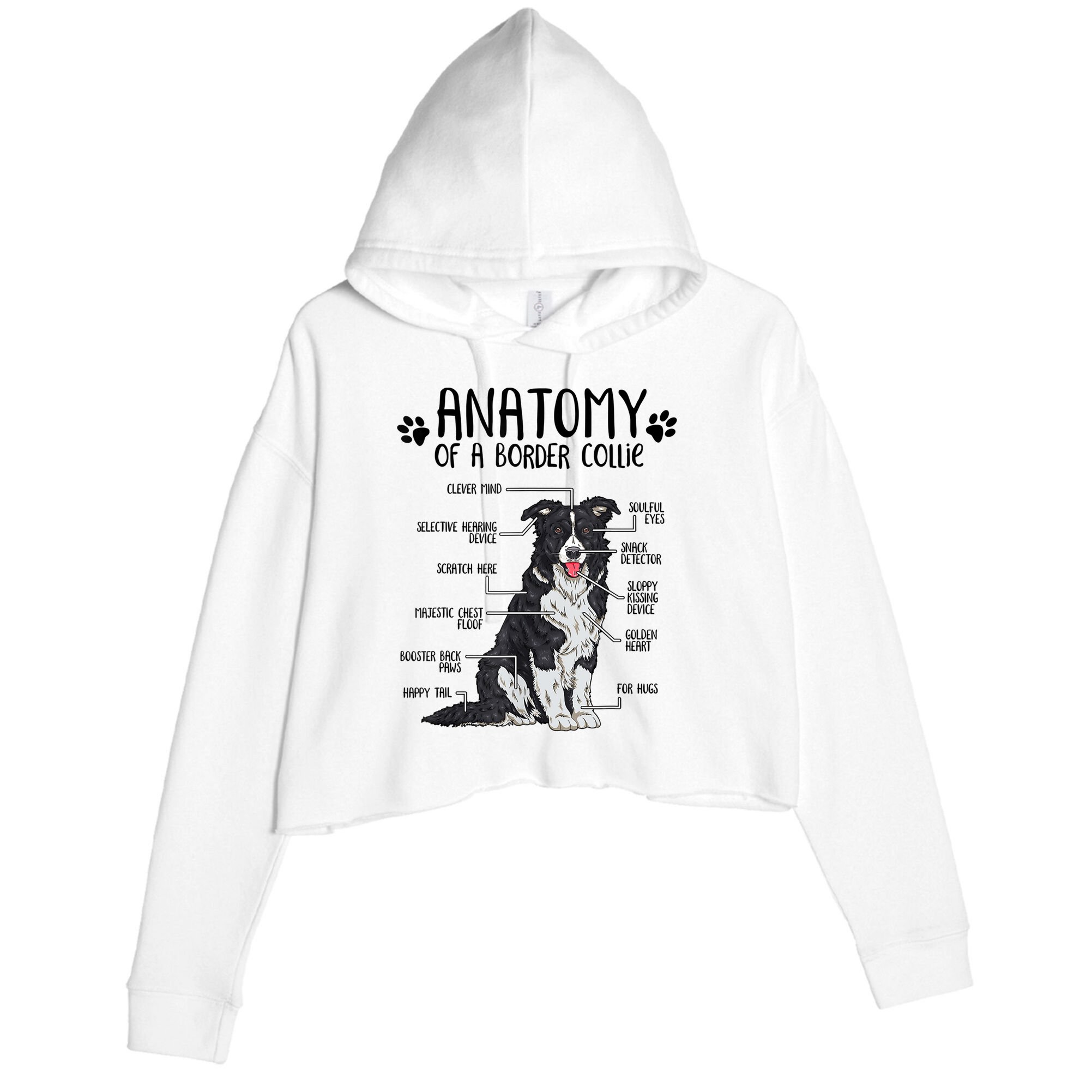 Funny Anatomy Border Collie Dog Lover Gift Crop Fleece Hoodie