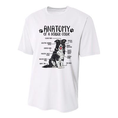 Funny Anatomy Border Collie Dog Lover Gift Youth Performance Sprint T-Shirt