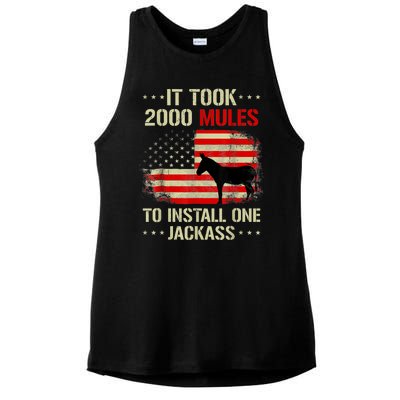 Funny Anti Biden It Took 2000 Mules To Install One Jackass Ladies PosiCharge Tri-Blend Wicking Tank