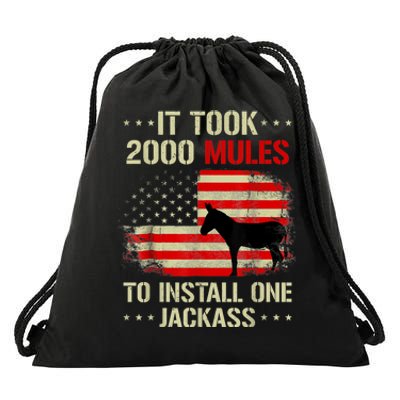 Funny Anti Biden It Took 2000 Mules To Install One Jackass Drawstring Bag