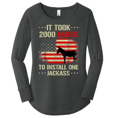 Funny Anti Biden It Took 2000 Mules To Install One Jackass Women's Perfect Tri Tunic Long Sleeve Shirt