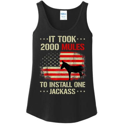 Funny Anti Biden It Took 2000 Mules To Install One Jackass Ladies Essential Tank