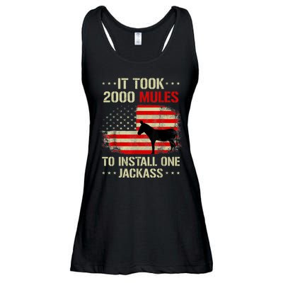 Funny Anti Biden It Took 2000 Mules To Install One Jackass Ladies Essential Flowy Tank