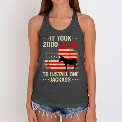 Funny Anti Biden It Took 2000 Mules To Install One Jackass Women's Knotted Racerback Tank