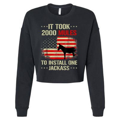 Funny Anti Biden It Took 2000 Mules To Install One Jackass Cropped Pullover Crew