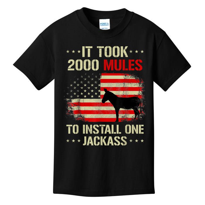 Funny Anti Biden It Took 2000 Mules To Install One Jackass Kids T-Shirt