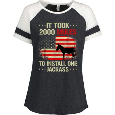 Funny Anti Biden It Took 2000 Mules To Install One Jackass Enza Ladies Jersey Colorblock Tee