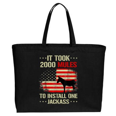 Funny Anti Biden It Took 2000 Mules To Install One Jackass Cotton Canvas Jumbo Tote