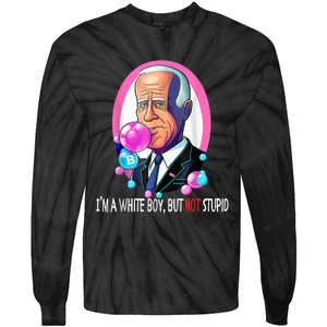 Funny Anti Biden I'm A White Boy But Not Stupid Tie-Dye Long Sleeve Shirt