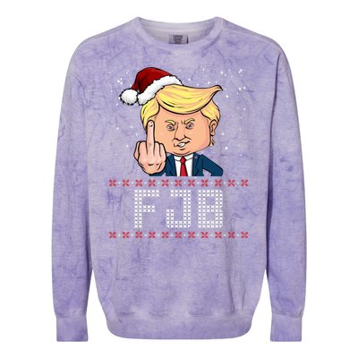 FJB Anti Biden Trump Flicking Off Ugly Christmas Colorblast Crewneck Sweatshirt