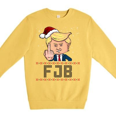 FJB Anti Biden Trump Flicking Off Ugly Christmas Premium Crewneck Sweatshirt