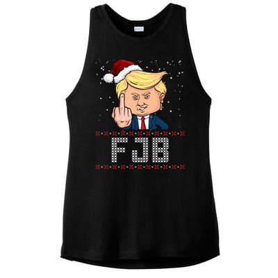 FJB Anti Biden Trump Flicking Off Ugly Christmas Ladies PosiCharge Tri-Blend Wicking Tank