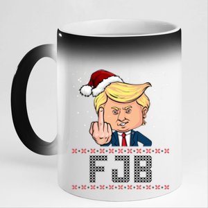 FJB Anti Biden Trump Flicking Off Ugly Christmas 11oz Black Color Changing Mug