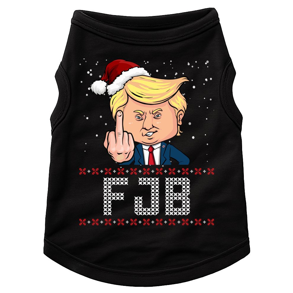 FJB Anti Biden Trump Flicking Off Ugly Christmas Doggie Tank