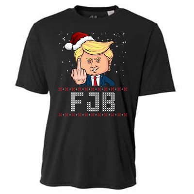 FJB Anti Biden Trump Flicking Off Ugly Christmas Cooling Performance Crew T-Shirt