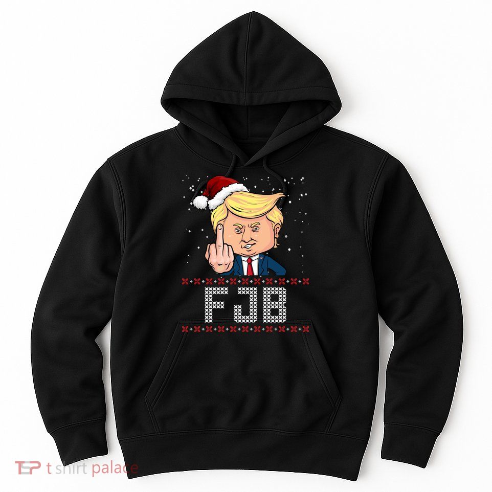 FJB Anti Biden Trump Flicking Off Ugly Christmas Hoodie