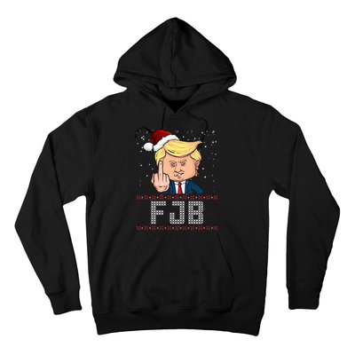 FJB Anti Biden Trump Flicking Off Ugly Christmas Hoodie