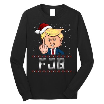 FJB Anti Biden Trump Flicking Off Ugly Christmas Long Sleeve Shirt