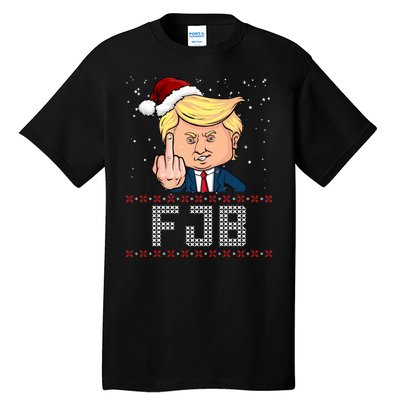 FJB Anti Biden Trump Flicking Off Ugly Christmas Tall T-Shirt