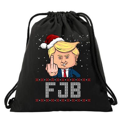 FJB Anti Biden Trump Flicking Off Ugly Christmas Drawstring Bag