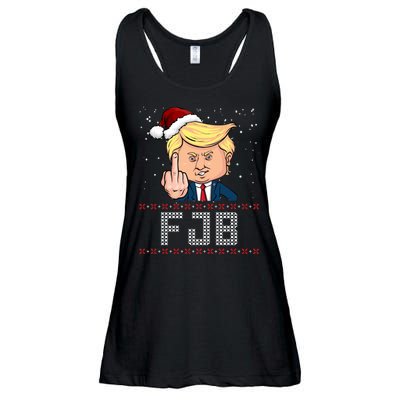 FJB Anti Biden Trump Flicking Off Ugly Christmas Ladies Essential Flowy Tank