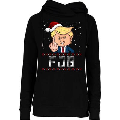 FJB Anti Biden Trump Flicking Off Ugly Christmas Womens Funnel Neck Pullover Hood