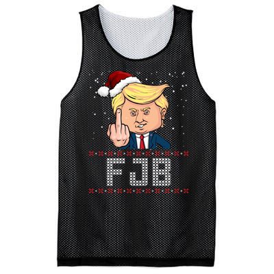 FJB Anti Biden Trump Flicking Off Ugly Christmas Mesh Reversible Basketball Jersey Tank