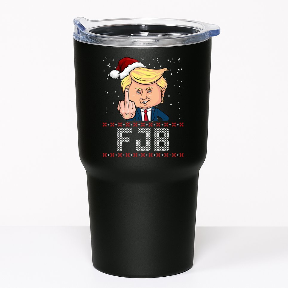 FJB Anti Biden Trump Flicking Off Ugly Christmas Tumbler