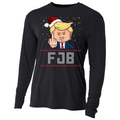 FJB Anti Biden Trump Flicking Off Ugly Christmas Cooling Performance Long Sleeve Crew