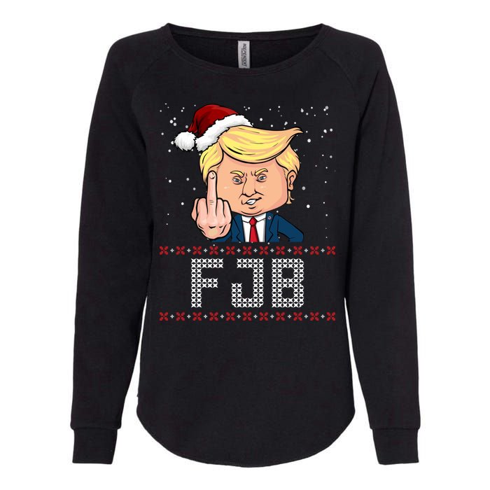 FJB Anti Biden Trump Flicking Off Ugly Christmas Womens California Wash Sweatshirt