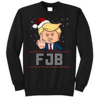 FJB Anti Biden Trump Flicking Off Ugly Christmas Tall Sweatshirt