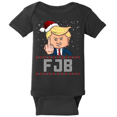 FJB Anti Biden Trump Flicking Off Ugly Christmas Baby Bodysuit