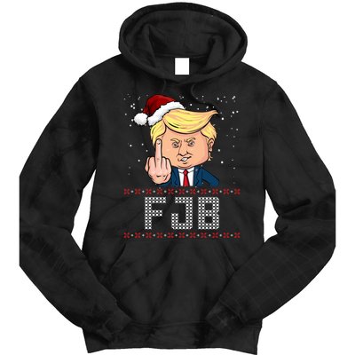 FJB Anti Biden Trump Flicking Off Ugly Christmas Tie Dye Hoodie