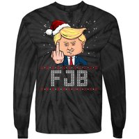 FJB Anti Biden Trump Flicking Off Ugly Christmas Tie-Dye Long Sleeve Shirt