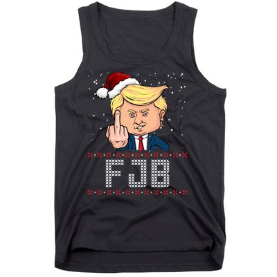 FJB Anti Biden Trump Flicking Off Ugly Christmas Tank Top