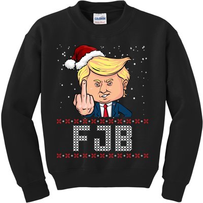 FJB Anti Biden Trump Flicking Off Ugly Christmas Kids Sweatshirt