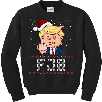 FJB Anti Biden Trump Flicking Off Ugly Christmas Kids Sweatshirt