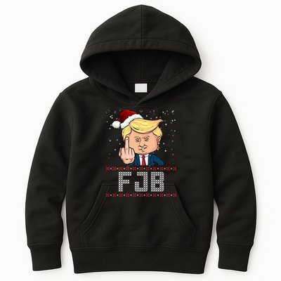 FJB Anti Biden Trump Flicking Off Ugly Christmas Kids Hoodie